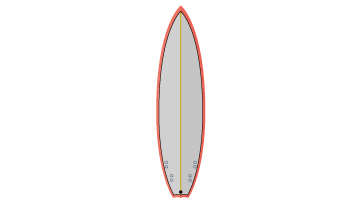 Graues Shortboard in spitzer, schmaler Form