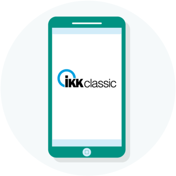 Illustriertes Smartphone mit IKK classic-Logo.