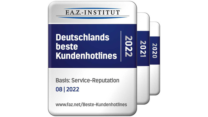 Testsiegel "Deutschlands Beste Kundenhotlines" des F.A.Z.-Instituts
