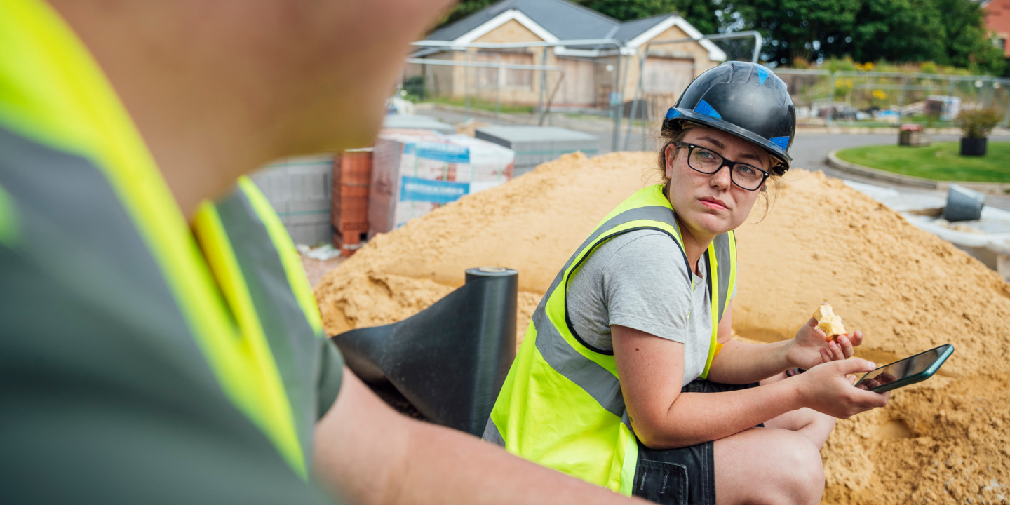 Bauarbeiter bei ihrer Pause auf der Baustelle.