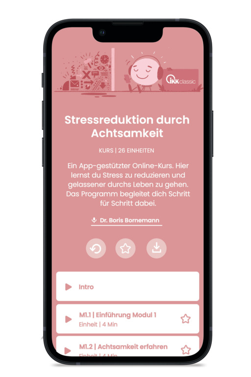 Screenansicht des Kurses Stressreduktion durch Achtsamkeit in der App Balloon