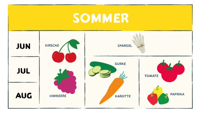 Infografik mit Sommergemüse und -obst