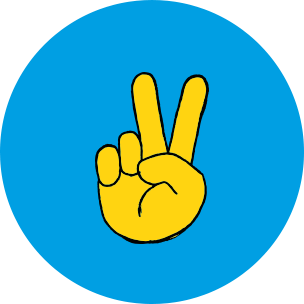 Icon mit Hand, die Victory-Zeichen macht