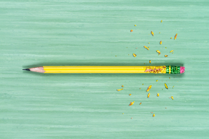 angenagter Bleistift