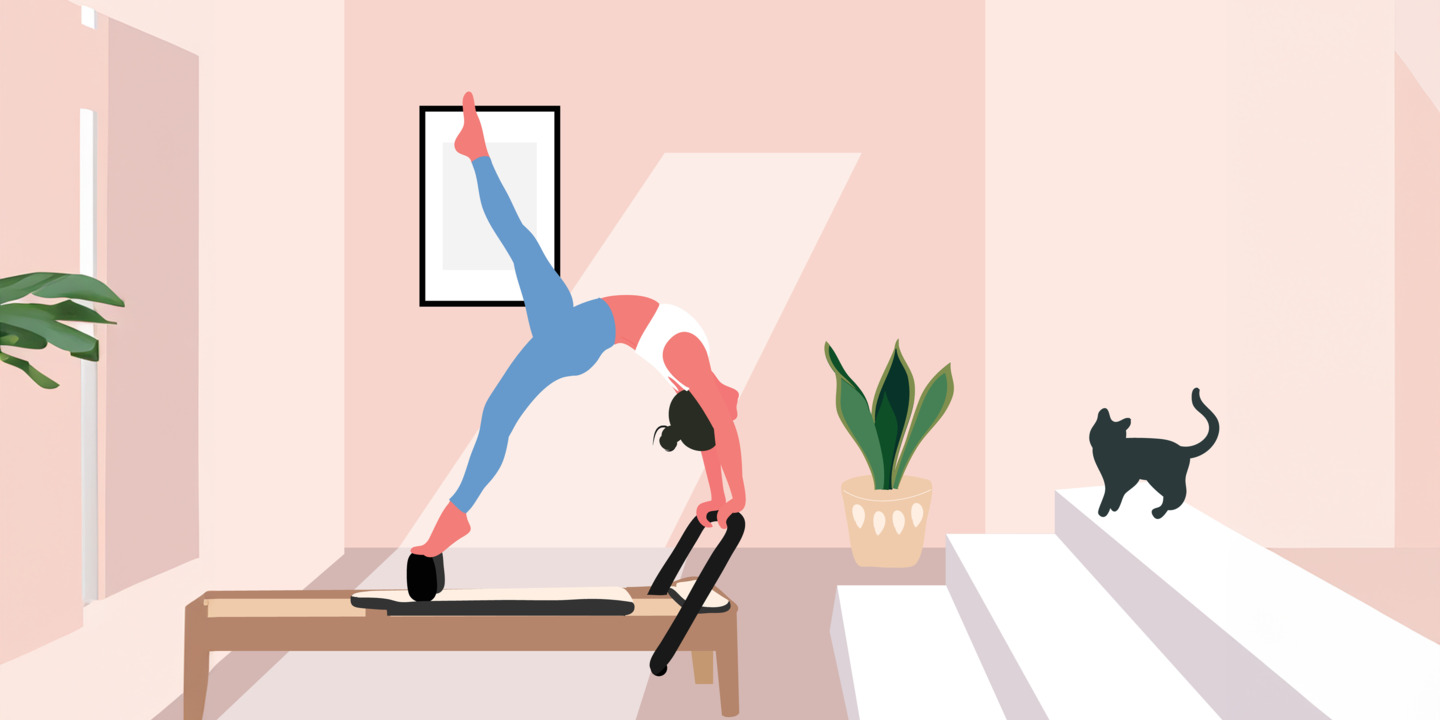 Illustration von einer Frau, die Pilates macht