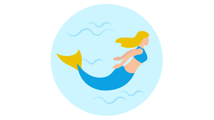 Zeichnung einer Meerjungfrau unter Wasser