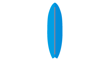 Blaues Balance Board in Fisch-Form mit flossenförmigem Heck