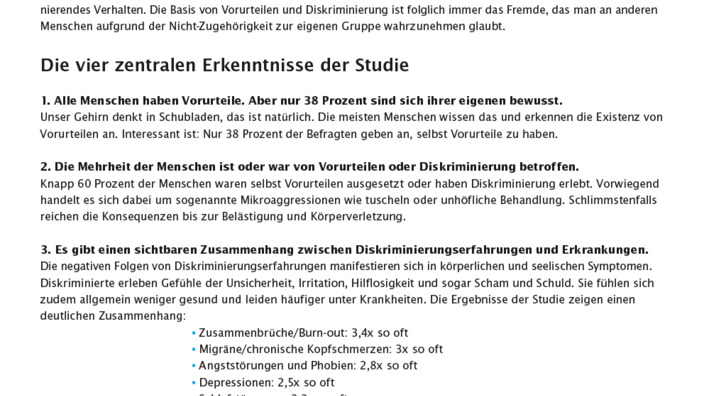 Factsheet zur Studie: Vorurteile und Diskriminierung machen krank