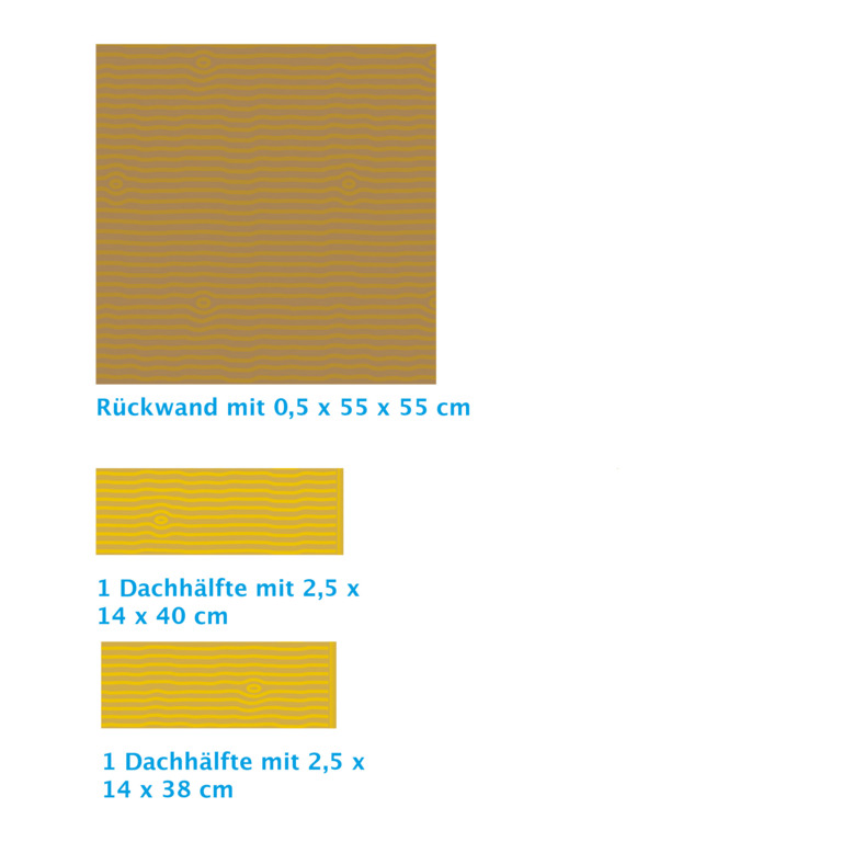 Rückwand und Dachhälften eines Insektenhotels