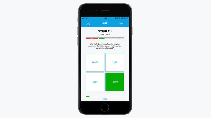 Smartphone mit Bildausschnitt missionmacher-App zum Quiz